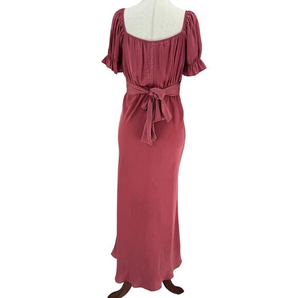 Y2K‎ Babydoll Dress Size S Pink Croquette Preppy Romantic Scoop Neck Midi Soft - Picture 5 of 13